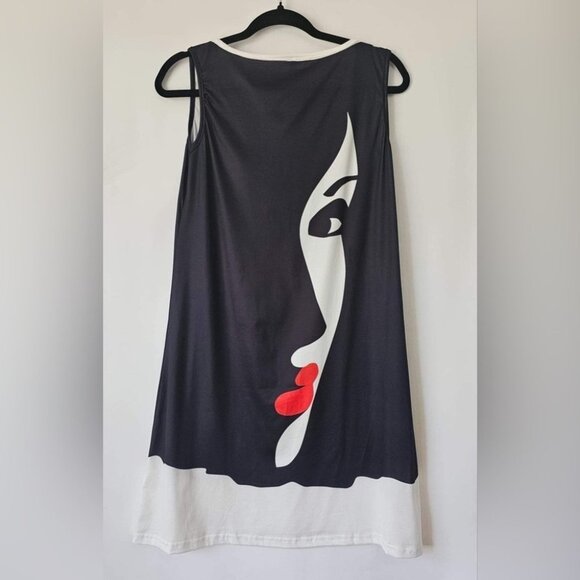 Nwot - Women's Face Fake Summer Sleeveless Beachwear Midi Dress. Size: S - Picture 3 of 7